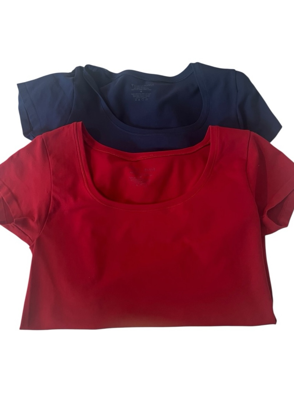 WHBM Red and Navy Seamless Scoop Neck Tee, Med